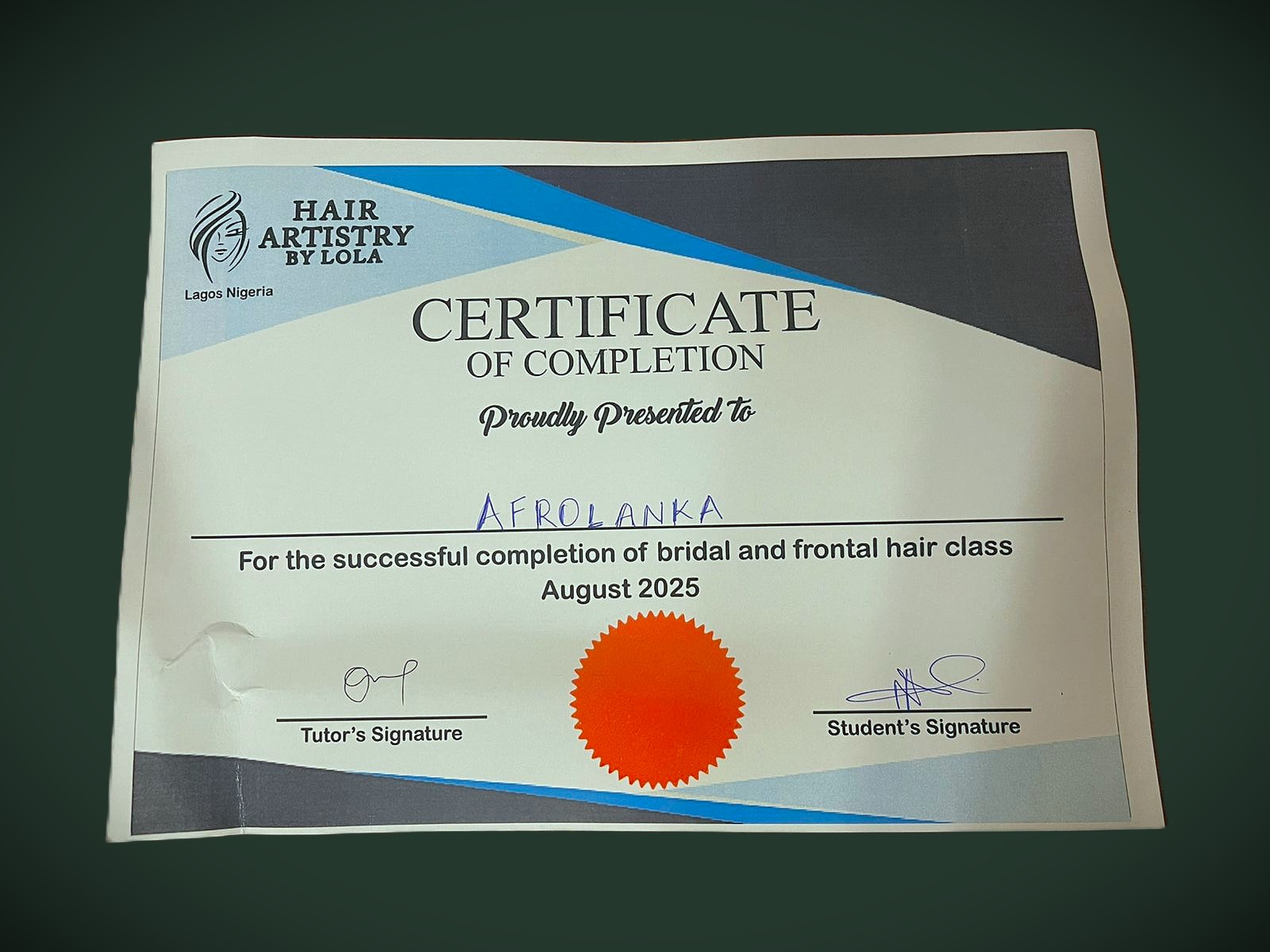 Certificate Award
