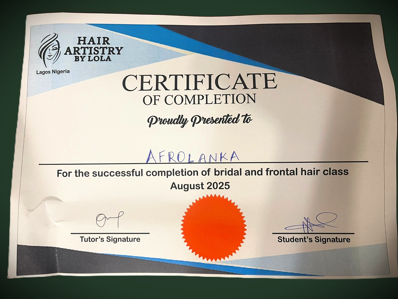 Certificate Award